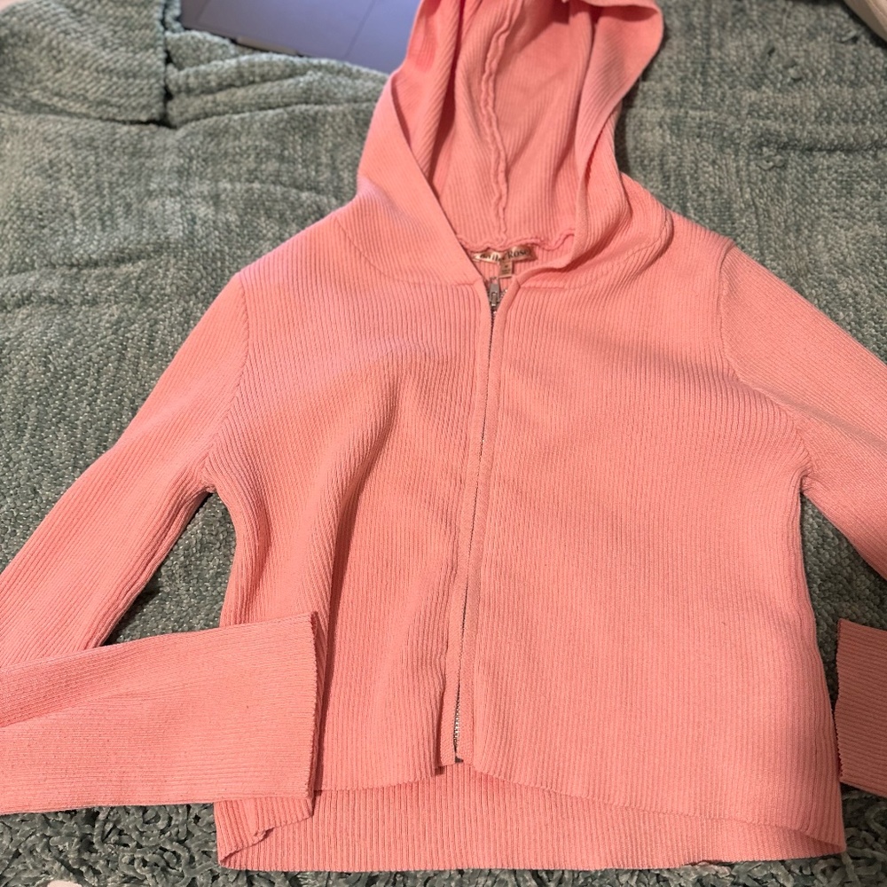 pink Bailey rose zip up cropped jacket